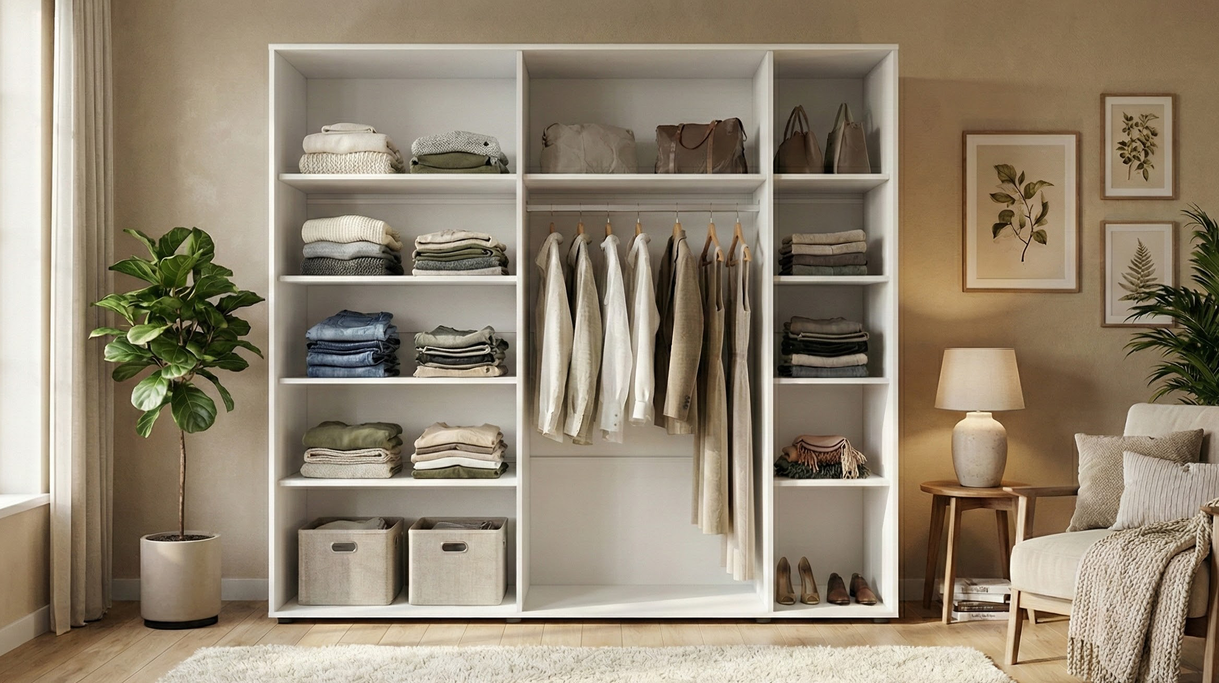 Dulap cu bara pentru umerase si rafturi Masimo Max 2, alb  3